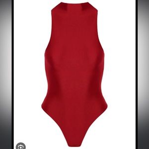 Naked wardrobe red satin bodysuit